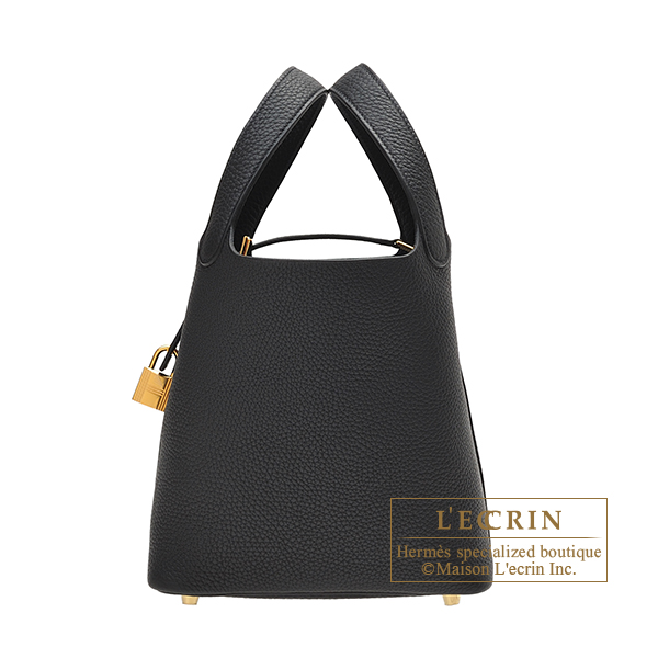 Hermes　Picotin Lock bag 18/PM　Black　Clemence leather　Gold hardware