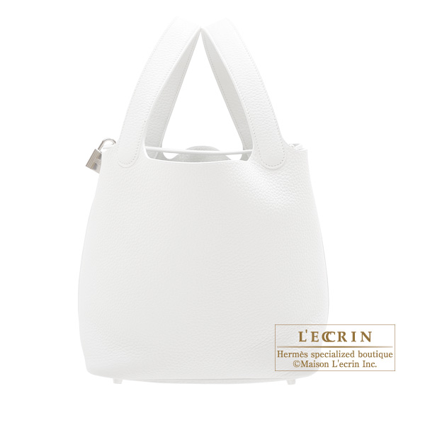 Hermes　Picotin Lock bag 22/MM　White　Clemence leather　Silver hardware