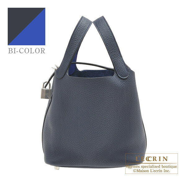 Hermes　Picotin Lock　Eclat bag 18/PM　Blue nuit/　Blue electric　Clemence leather/Swift leather　Silver hardware