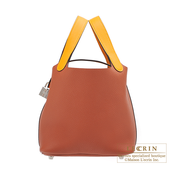 Hermes Picotin Lock Touch bag PM Cuivre/Jaune d'or Clemence leather/ Swift  leather Silver hardware