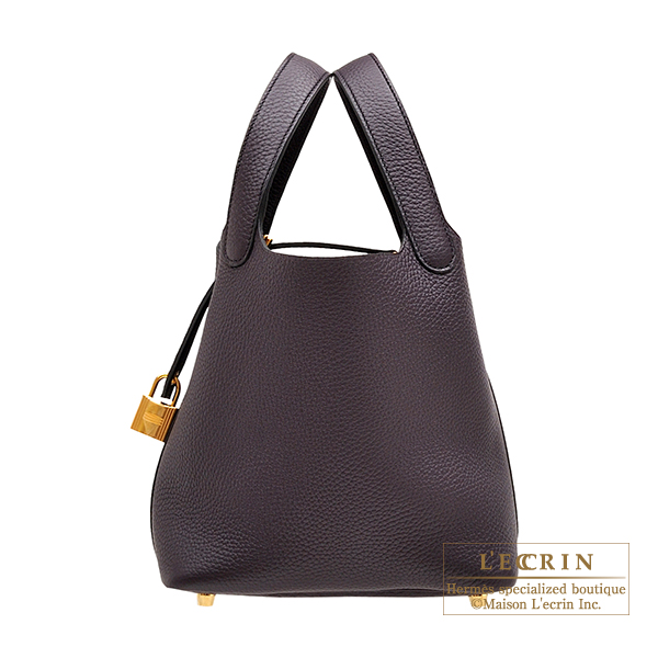 Hermes　Picotin Lock bag 18/PM　Raisin　Clemence leather　Gold hardware