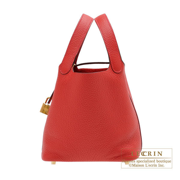 Hermes　Picotin Lock bag 18/PM　Rouge casaque　Clemence leather　Gold hardware