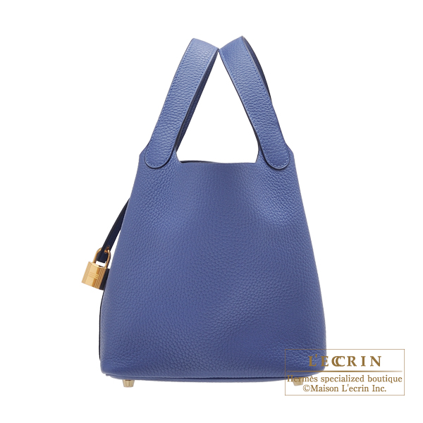 Hermes Picotin Lock bag PM Blue brighton Clemence leather Gold