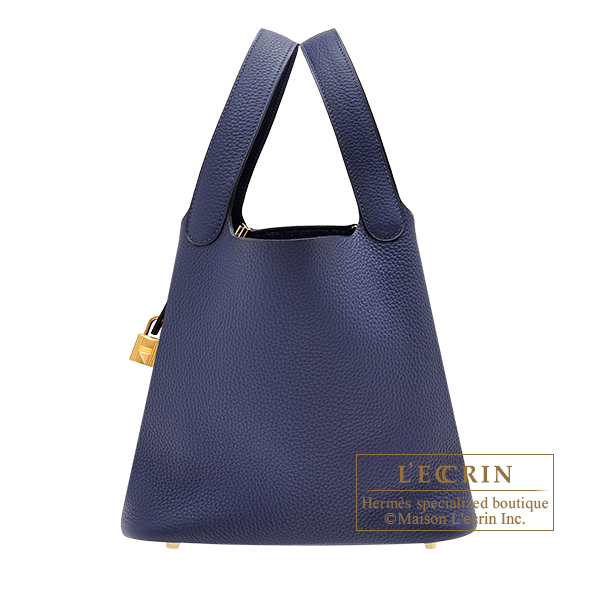 Hermes　Picotin Lock bag 22/MM　Blue encre　Clemence leather　Gold hardware