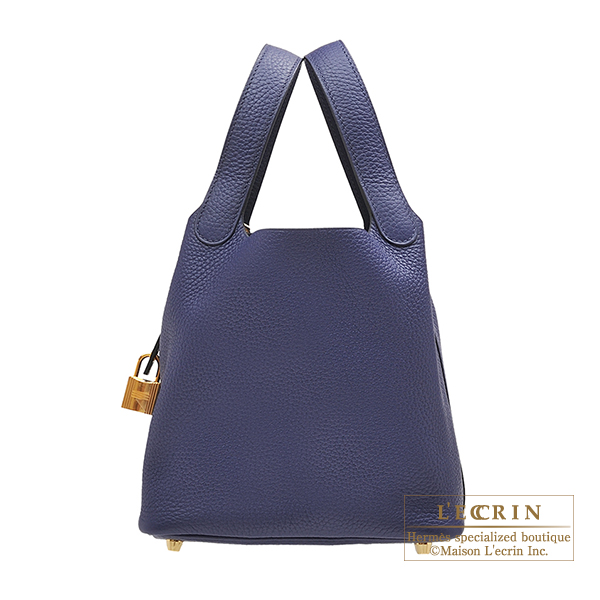 Hermes　Picotin Lock bag 18/PM　Blue encre　Clemence leather　Gold hardware