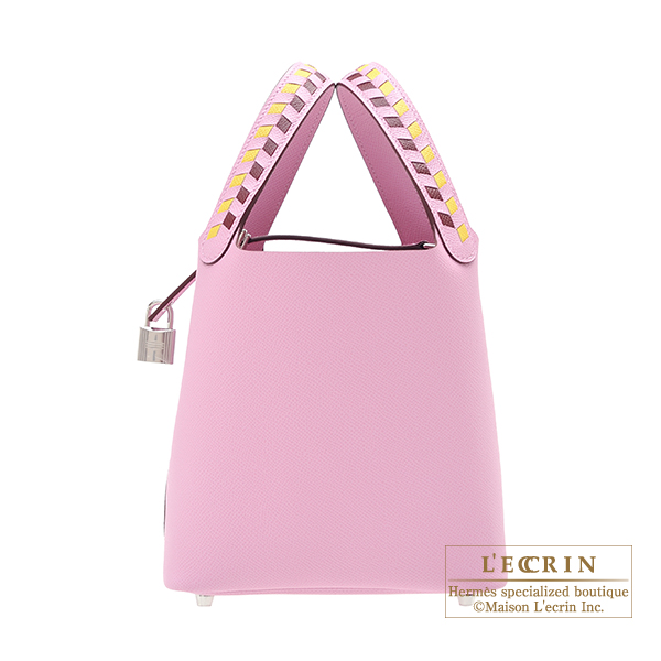 Hermes　Picotin Lock　Tressage De Cuir bag 18/PM　Mauve sylvestre/　Jaune de naples/Rouge H　Epsom leather　Silver hardware