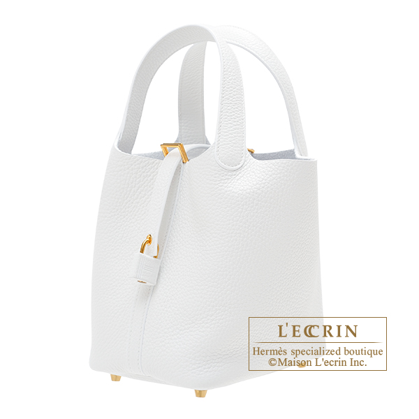 Hermes Picotin Lock bag 18 PM White Clemence leather Gold hardware L ecrin Boutique Singapore