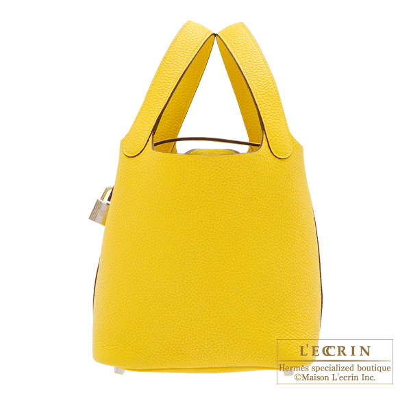 Hermes　Picotin Lock bag 18/PM　Jaune de naples　Clemence leather　Silver hardware