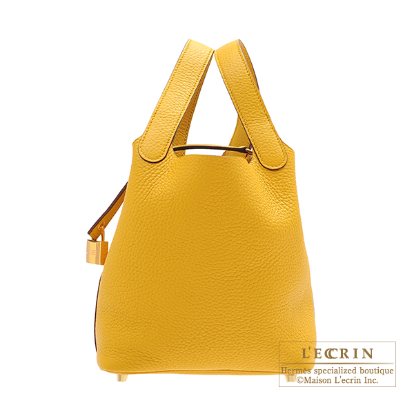 Hermes　Picotin Lock bag 18/PM　Jaune ambre　Clemence leather　Gold hardware