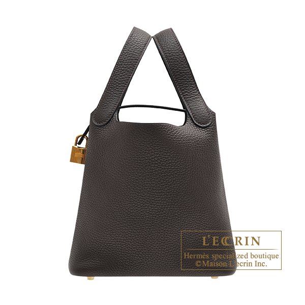 Hermes　Picotin Lock bag 18/PM　Ebene　Clemence leather　Gold hardware