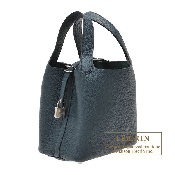 Hermes Picotin Lock bag PM Vert cypres Clemence leather Silver hardware