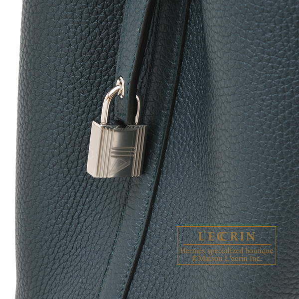 Hermes Picotin Lock bag PM Vert cypres Clemence leather Silver