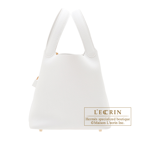 Hermes　Picotin Lock bag 22/MM　White　Clemence leather　Gold hardware