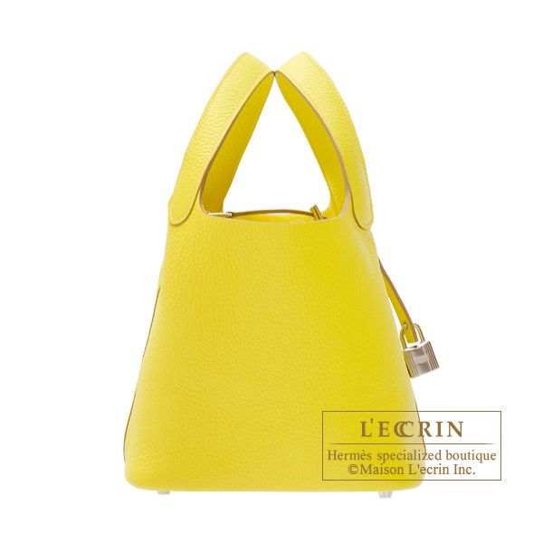 Hermes Picotin Lock 18 Casaque Bag Lime / Nata Bi-Color Tote