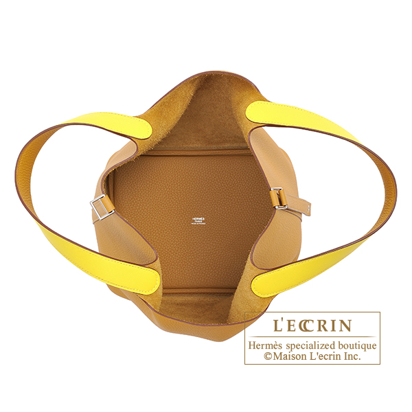 Hermes Picotin Lock Eclat bag MM Sesame/Lime Clemence leather 