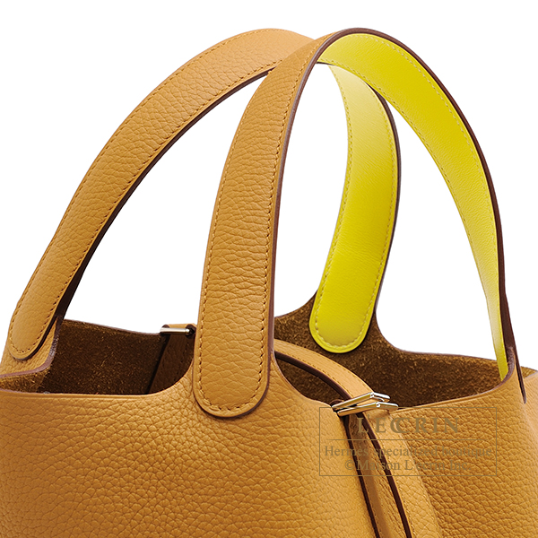 Hermes Picotin Lock Eclat bag MM Sesame/Lime Clemence leather