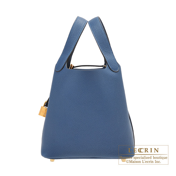 Hermes Picotin Lock bag PM Deep blue Maurice leather Gold hardware