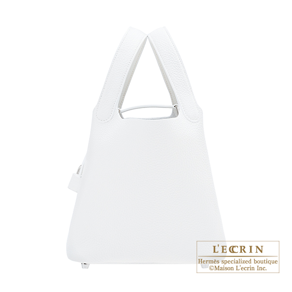 Hermes　Picotin Lock bag 18/PM　White　Clemence leather　Silver hardware