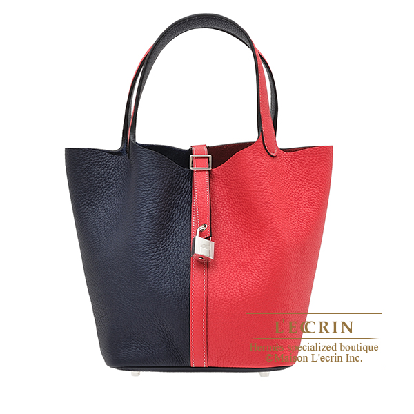 Hermes　Picotin Lock casaque bag 22/MM　Rose extreme/　Blue nuit　Clemence leather　Silver hardware