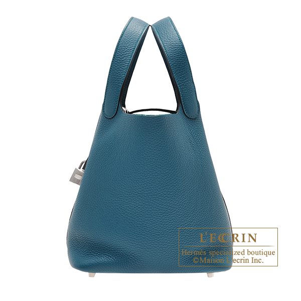 Hermes　Picotin Lock bag 22/MM　Vert bosphore　Clemence leather　Silver hardware