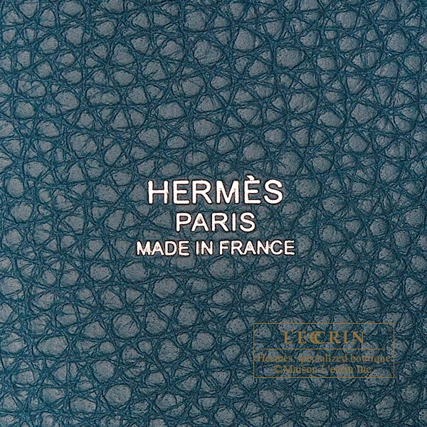 Hermes Picotin Lock casaque bag PM Vert bosphore/ Deep blue Clemence  leather Silver hardware