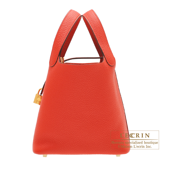 Hermes　Picotin Lock bag 18/PM　Rouge tomate　Clemence leather　Gold hardware