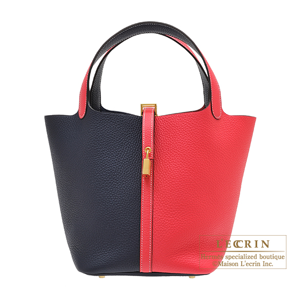 Hermes　Picotin Lock casaque bag 22/MM　Rose extreme/　Blue nuit　Clemence leather　Gold hardware