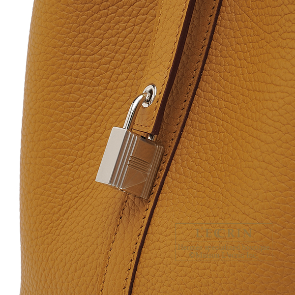 Hermes　Picotin Lock　Eclat bag PM　Sesame/Lime　Clemence leather/Swift leather　Silver hardware