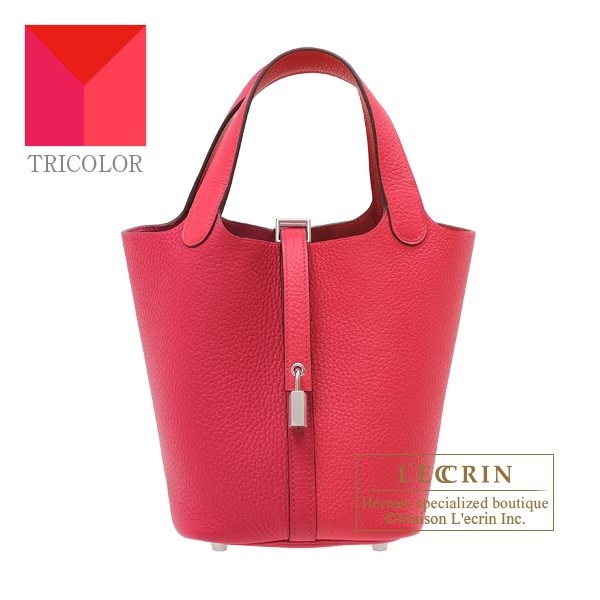 Hermes　Picotin Lock casaque 2 bag 18/PM　Rose extreme/　Rose mexico/　Rouge coeur　Clemence leather　Silver hardware