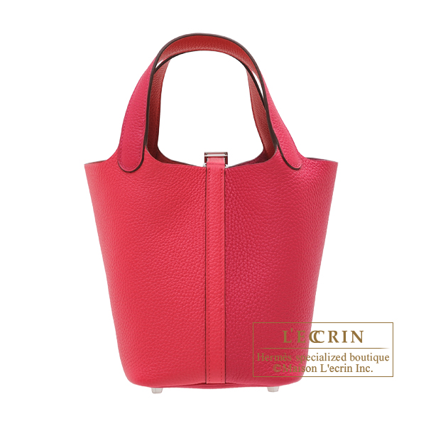 Hermes Rouge Casaque Clemence Leather Picotin Lock GM Bag