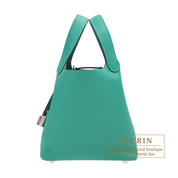 Hermes Picotin Lock bag PM Malachite Clemence leather Silver hardware