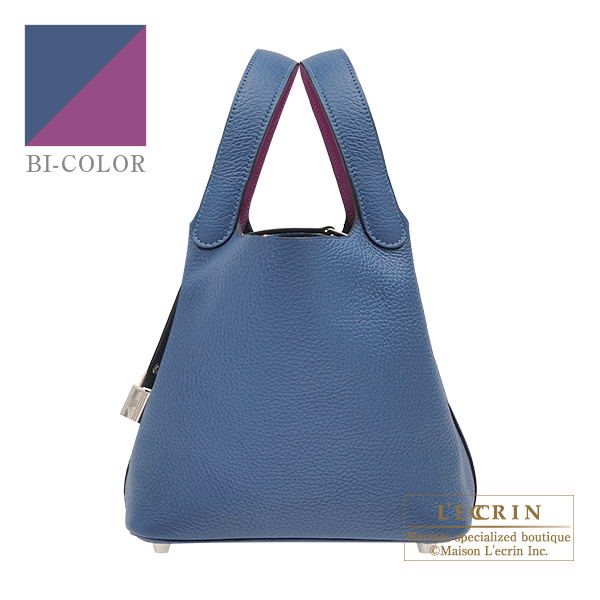 Hermes　Picotin Lock　Eclat bag 18/PM　Deep blue/　Anemone　Clemence leather/　Swift leather　Silver hardware