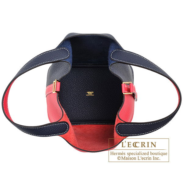 Hermes Picotin Lock casaque bag PM Rose extreme/ Blue nuit Clemence leather Gold  hardware