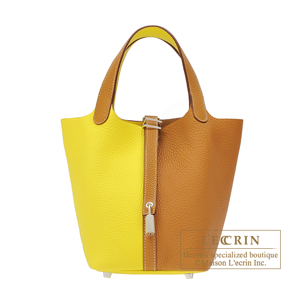 Hermes Picotin Lock Eclat bag PM Sesame/Lime Clemence leather