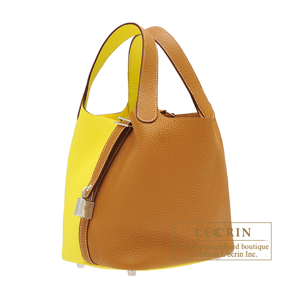 Hermes Picotin Lock casaque bag PM Sesame/ Lime Clemence leather 