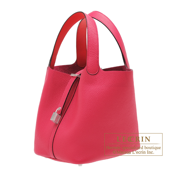 Hermes Picotin Lock bag MM Rouge sellier Clemence leather Silver hardware