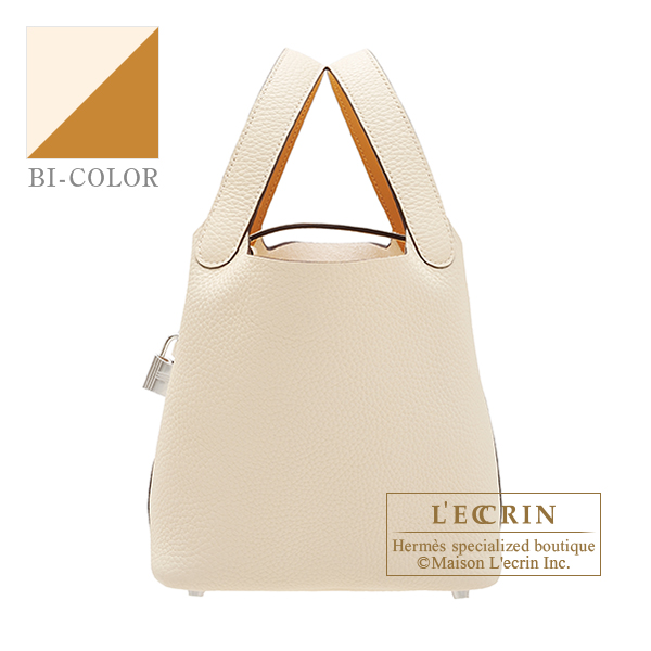 Hermes　Picotin Lock　Eclat bag 18/PM　Nata/Sesame　Clemence leather/Swift leather　Silver hardware