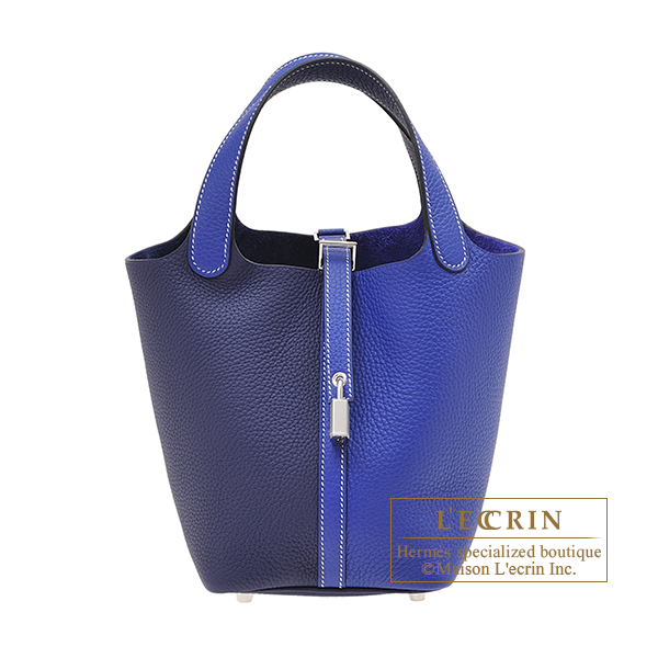 Hermes　Picotin Lock casaque bag 18/PM　Blue electric/　Blue encre　Clemence leather　Silver hardware