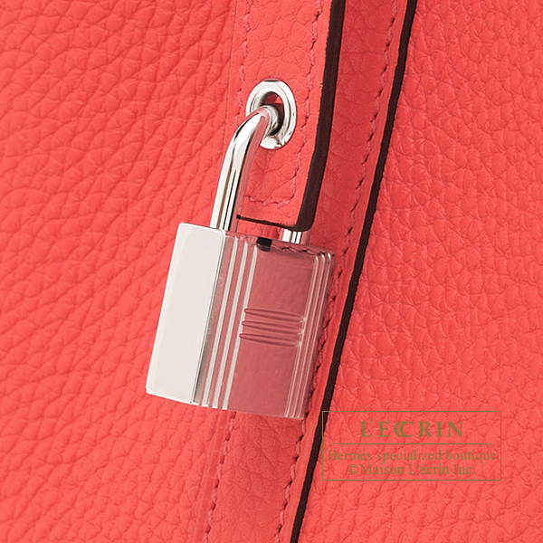 Hermes Picotin Lock bag MM Rose jaipur Clemence leather Silver