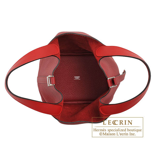 Hermes Picotin Lock Eclat bag PM Rouge grenat/ Rouge piment Clemence  leather/ Swift leather Silver hardware