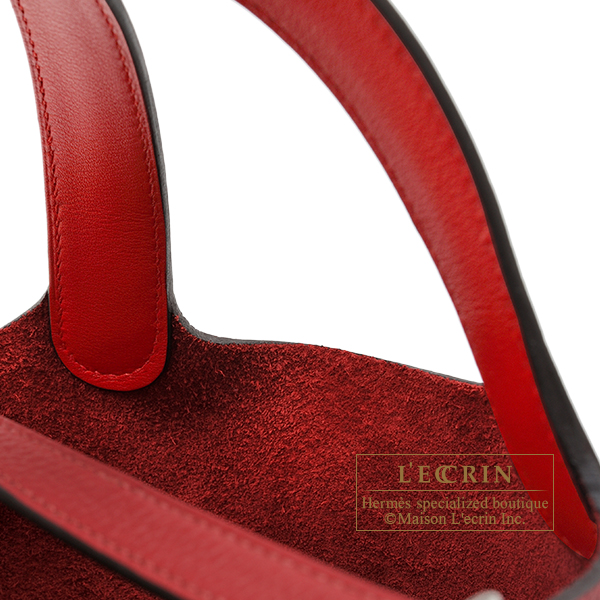 Hermes Picotin Lock Eclat bag PM Rouge grenat/ Rouge piment Clemence  leather/ Swift leather Silver hardware