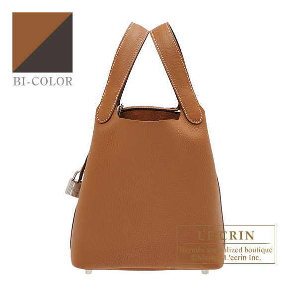 Hermes Picotin Lock bag PM Ebene Barenia faubourg leather Gold