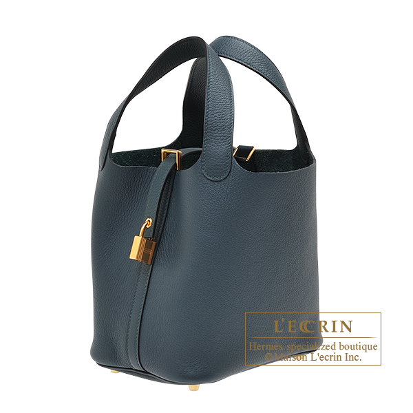 Hermes Picotin Lock bag PM Vert cypres Clemence leather Gold hardware