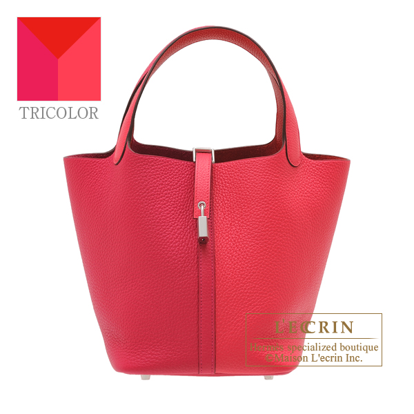 Hermes　Picotin Lock casaque 2 bag 22/MM　Rose extreme/　Rose mexico/　Rouge coeur　Clemence leather　Silver hardware