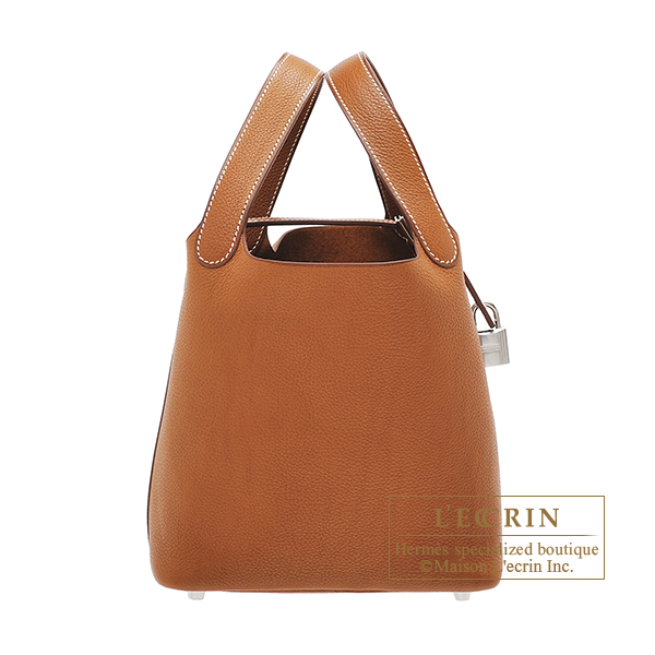 Hermes Picotin Lock bag PM Fauve Barenia faubourg leather Gold