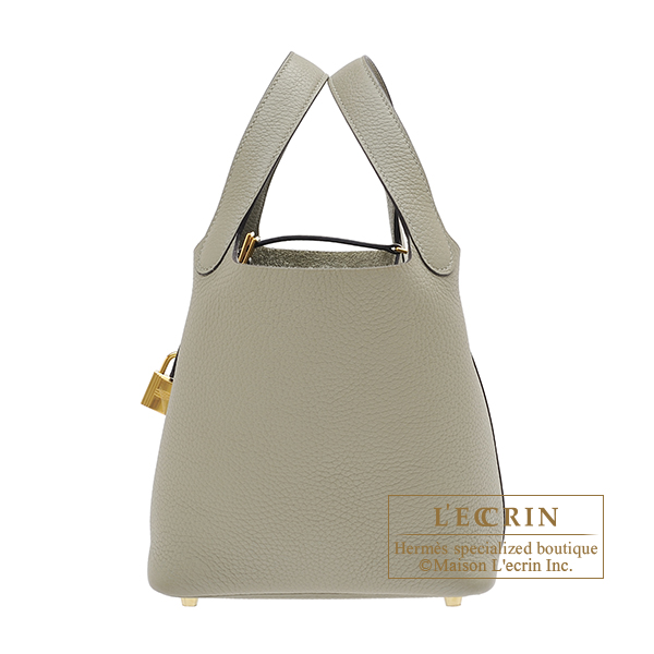Hermes Picotin Lock bag PM Sauge Clemence leather Gold hardware