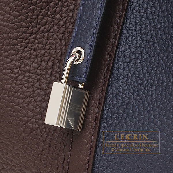 Hermes Picotin Lock casaque 2 bag PM Blue nuit/ Rouge sellier/ Framboise  Clemence leather Silver hardware