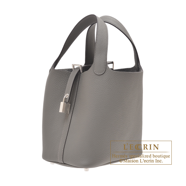 Hermes　Picotin Lock bag PM　Gris meyer　Clemence leather　Silver hardware