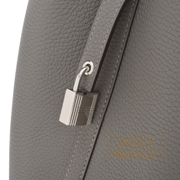 Hermes　Picotin Lock bag PM　Gris meyer　Clemence leather　Silver hardware
