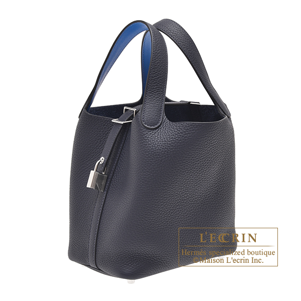 Hermes　Picotin Lock　Eclat bag PM　Blue nuit/Blue france　Clemence leather/Swift leather　Silver hardware